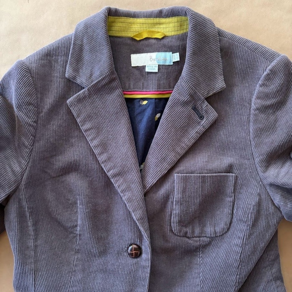 Boden Womens Corduroy Cord Purple Blazer Lined Buttons US 2/UK 6 Academia Preppy - Picture 3 of 13
